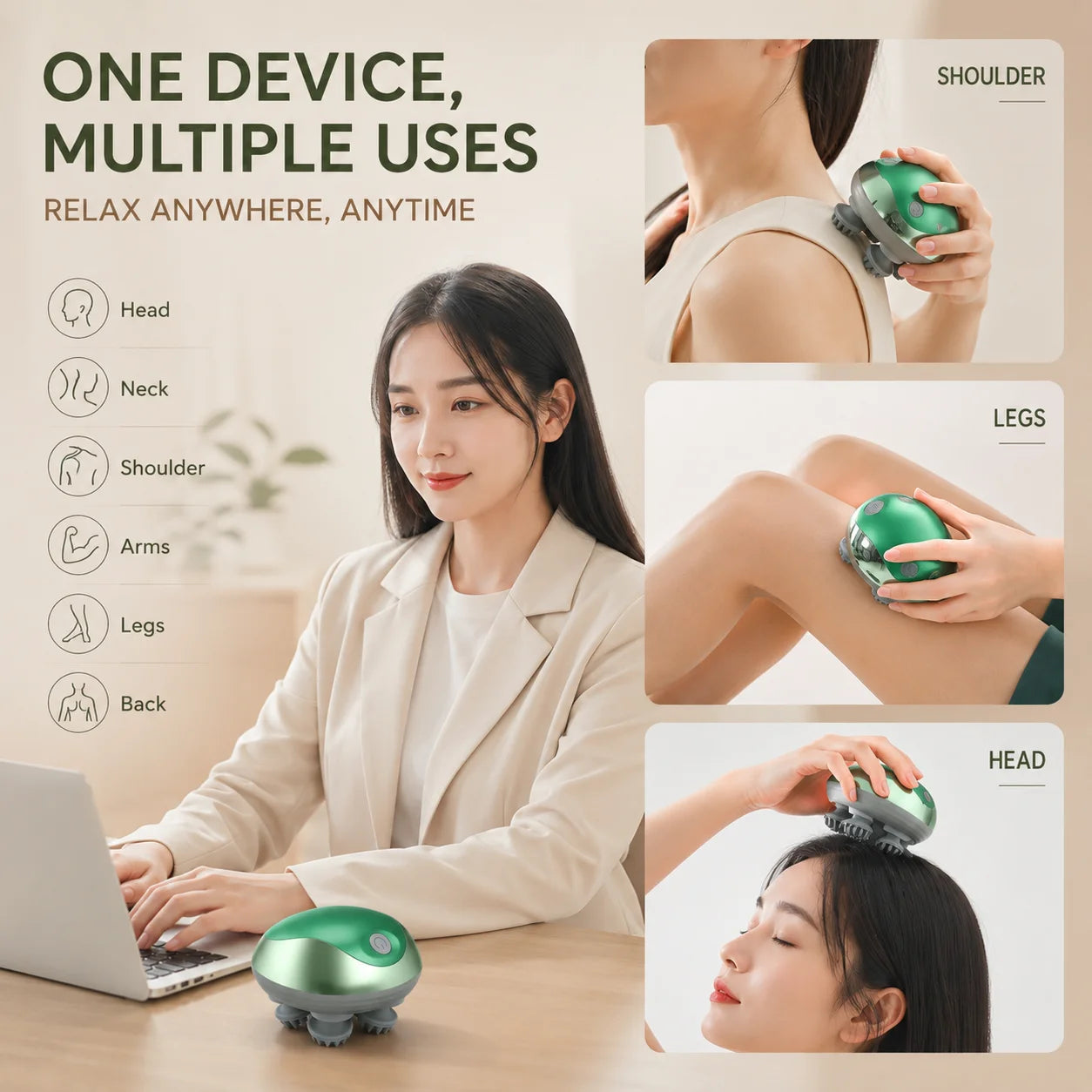 ApexPrime™ Smart Waterproof Electric Scalp Massager