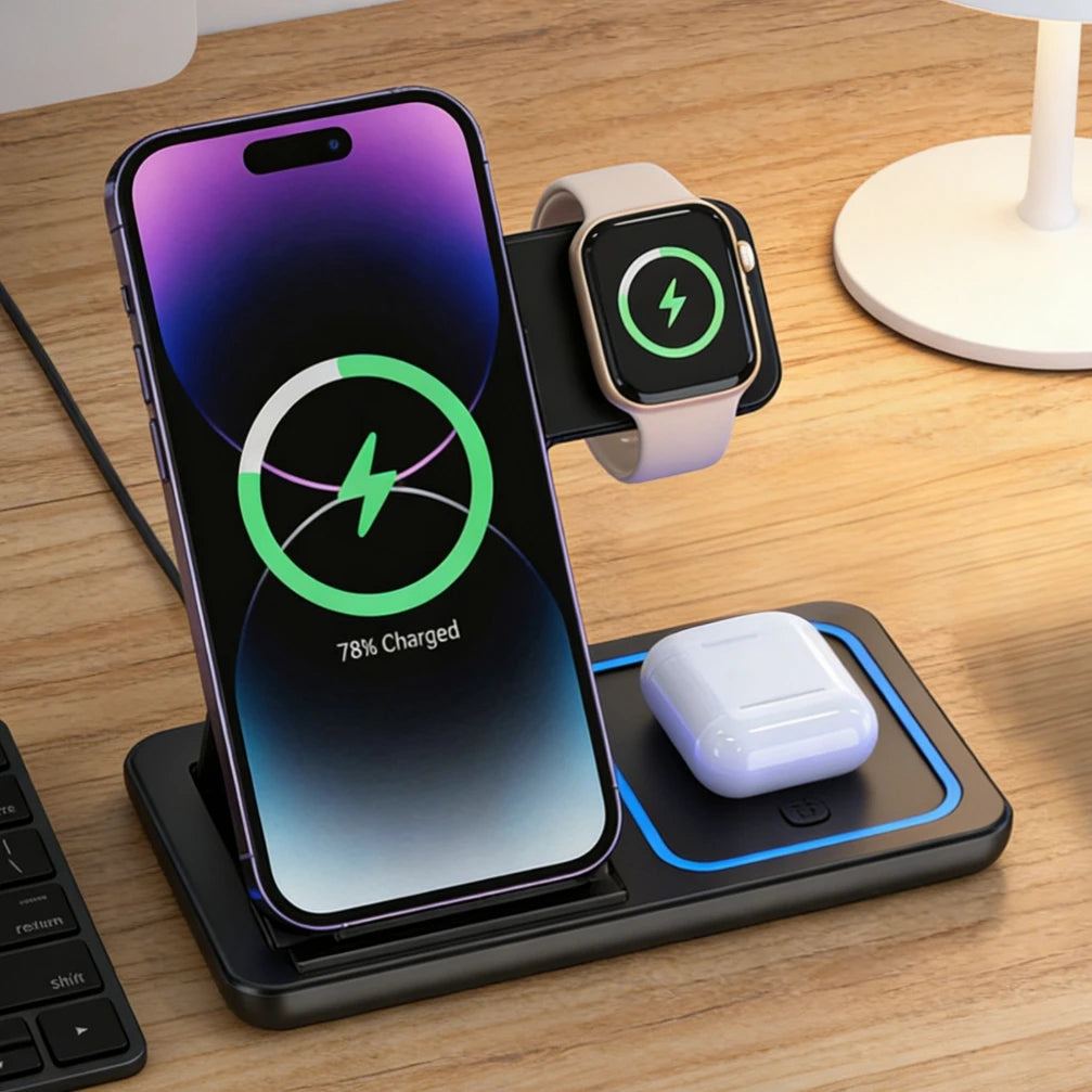 ApexPrime™ 3-in-1 Magnetic Fast Wireless Charging Dock